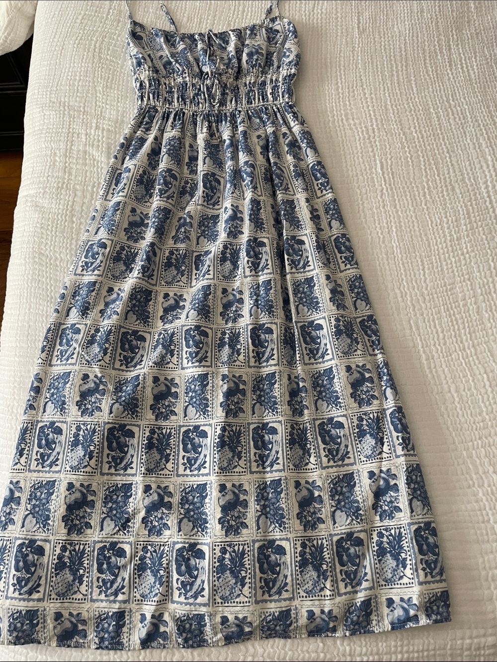 Abercrombie & Fitch Blue and White Printed Maxi Dress